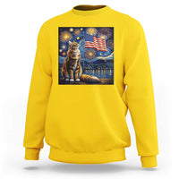 Patriotic Starry Night Cat Sweatshirt Cat Lover Gift