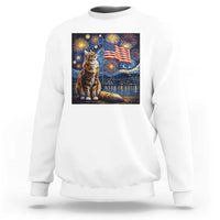 Patriotic Starry Night Cat Sweatshirt Cat Lover Gift