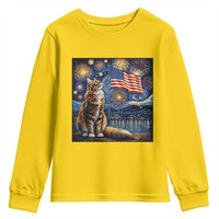 Patriotic Starry Night Cat Youth Sweatshirt Cat Lover Gift