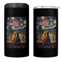 Starry Night Cat Patriotic American Pride 4 in 1 Can Cooler Tumbler