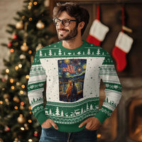 Starry Night Cat Patriotic American Pride Ugly Christmas Sweater