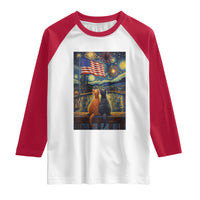 Starry Night Cat Patriotic American Pride Raglan Shirt