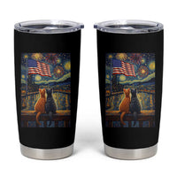Starry Night Cat Patriotic American Pride Tumbler Cup