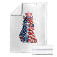 Proud American Cat Lover Throw Blanket Patriotic Animal Lover Gift