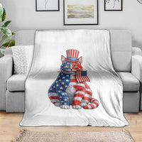 Proud American Cat Lover Throw Blanket Patriotic Animal Lover Gift