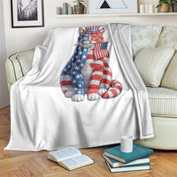 Proud American Cat Lover Throw Blanket Patriotic Animal Lover Gift