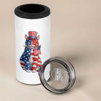 Proud American Cat Lover 4 in 1 Can Cooler Tumbler Patriotic Animal Lover Gift
