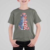 Proud American Cat Lover T Shirt For Kid Patriotic Animal Lover Gift