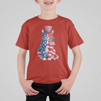 Proud American Cat Lover T Shirt For Kid Patriotic Animal Lover Gift