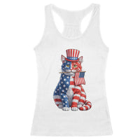 Proud American Cat Lover Racerback Tank Top Patriotic Animal Lover Gift