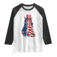 Proud American Cat Lover Raglan Shirt Patriotic Animal Lover Gift