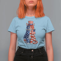 Proud American Cat Lover T Shirt For Women Patriotic Animal Lover Gift