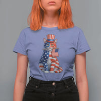 Proud American Cat Lover T Shirt For Women Patriotic Animal Lover Gift