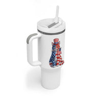 Proud American Cat Lover Tumbler With Handle Patriotic Animal Lover Gift