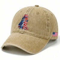 Proud American Cat Lover Washed Cotton Baseball Cap Patriotic Animal Lover Gift