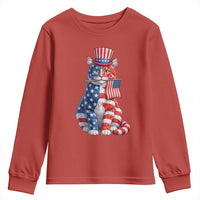 Proud American Cat Lover Youth Sweatshirt Patriotic Animal Lover Gift
