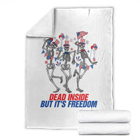 Patriotic Dancing Skeleton Throw Blanket Dead Inside But Its Freedom