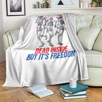 Patriotic Dancing Skeleton Throw Blanket Dead Inside But Its Freedom