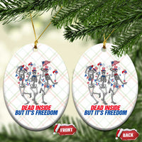 Patriotic Dancing Skeleton Ceramic Ornament Dead Inside But Its Freedom