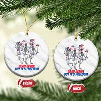 Patriotic Dancing Skeleton Ceramic Ornament Dead Inside But Its Freedom