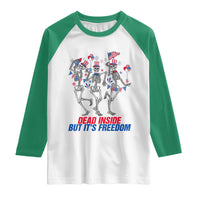 Patriotic Dancing Skeleton Raglan Shirt Dead Inside But Its Freedom