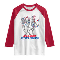 Patriotic Dancing Skeleton Raglan Shirt Dead Inside But Its Freedom