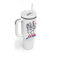 Patriotic Dancing Skeleton Tumbler With Handle Dead Inside But Its Freedom