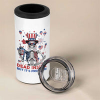 Funny Skeleton Dead Inside But Its Freedom 4 in 1 Can Cooler Tumbler Patriotic Gift