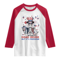 Funny Skeleton Dead Inside But Its Freedom Raglan Shirt Patriotic Gift