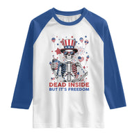 Funny Skeleton Dead Inside But Its Freedom Raglan Shirt Patriotic Gift