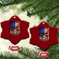 Patriotic Skull American Flag USA Pride Ceramic Ornament