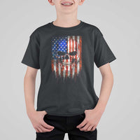 Patriotic Skull American Flag USA Pride T Shirt For Kid