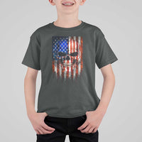 Patriotic Skull American Flag USA Pride T Shirt For Kid