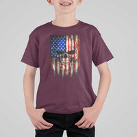 Patriotic Skull American Flag USA Pride T Shirt For Kid
