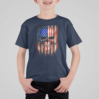 Patriotic Skull American Flag USA Pride T Shirt For Kid