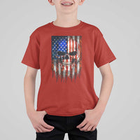Patriotic Skull American Flag USA Pride T Shirt For Kid