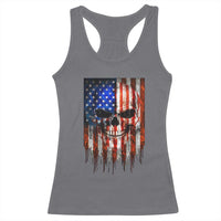 Patriotic Skull American Flag USA Pride Racerback Tank Top