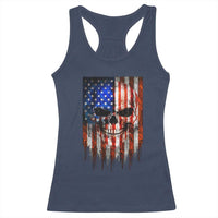 Patriotic Skull American Flag USA Pride Racerback Tank Top