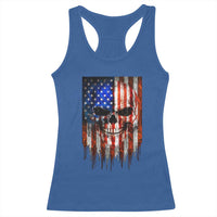 Patriotic Skull American Flag USA Pride Racerback Tank Top