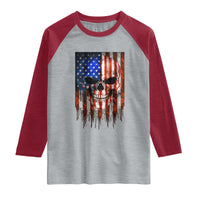 Patriotic Skull American Flag USA Pride Raglan Shirt