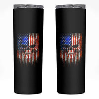Patriotic Skull American Flag USA Pride Skinny Tumbler