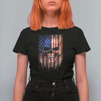 Patriotic Skull American Flag USA Pride T Shirt For Women