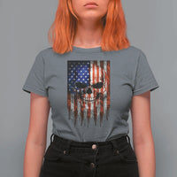 Patriotic Skull American Flag USA Pride T Shirt For Women