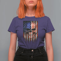 Patriotic Skull American Flag USA Pride T Shirt For Women