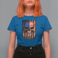 Patriotic Skull American Flag USA Pride T Shirt For Women