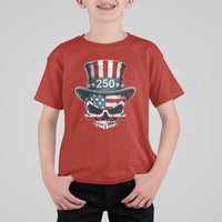 American Flag Skull Patriotic Pride T Shirt For Kid USA 250 Anniversary