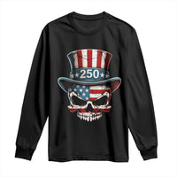American Flag Skull Patriotic Pride Long Sleeve Shirt USA 250 Anniversary