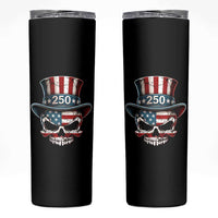 American Flag Skull Patriotic Pride Skinny Tumbler USA 250 Anniversary