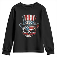 American Flag Skull Patriotic Pride Youth Sweatshirt USA 250 Anniversary