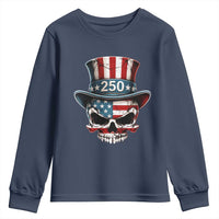 American Flag Skull Patriotic Pride Youth Sweatshirt USA 250 Anniversary